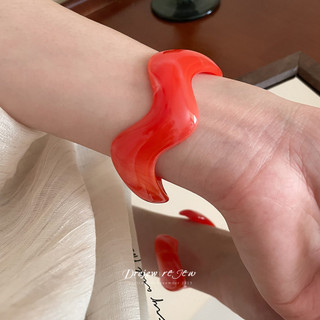 DREJEW Vòng tay mở acrylic gợn sóng không đều vòng tay rừng đơn giản dành cho nữ trang sức cảm ứng cao cấp thích hợp