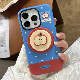 [Sheren] Ốp điện thoại giá đỡ trái cây màu đỏ ba chiều Thích hợp cho i16 15 14 13 12 11 pro max Vỏ bảo vệ chống sốc