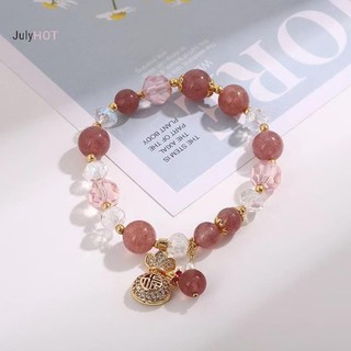 Vòng tay dâu tây pha lê nữ có túi đựng tiền, dễ co giãn, thích hợp làm quà tặng cho các bữa tiệc