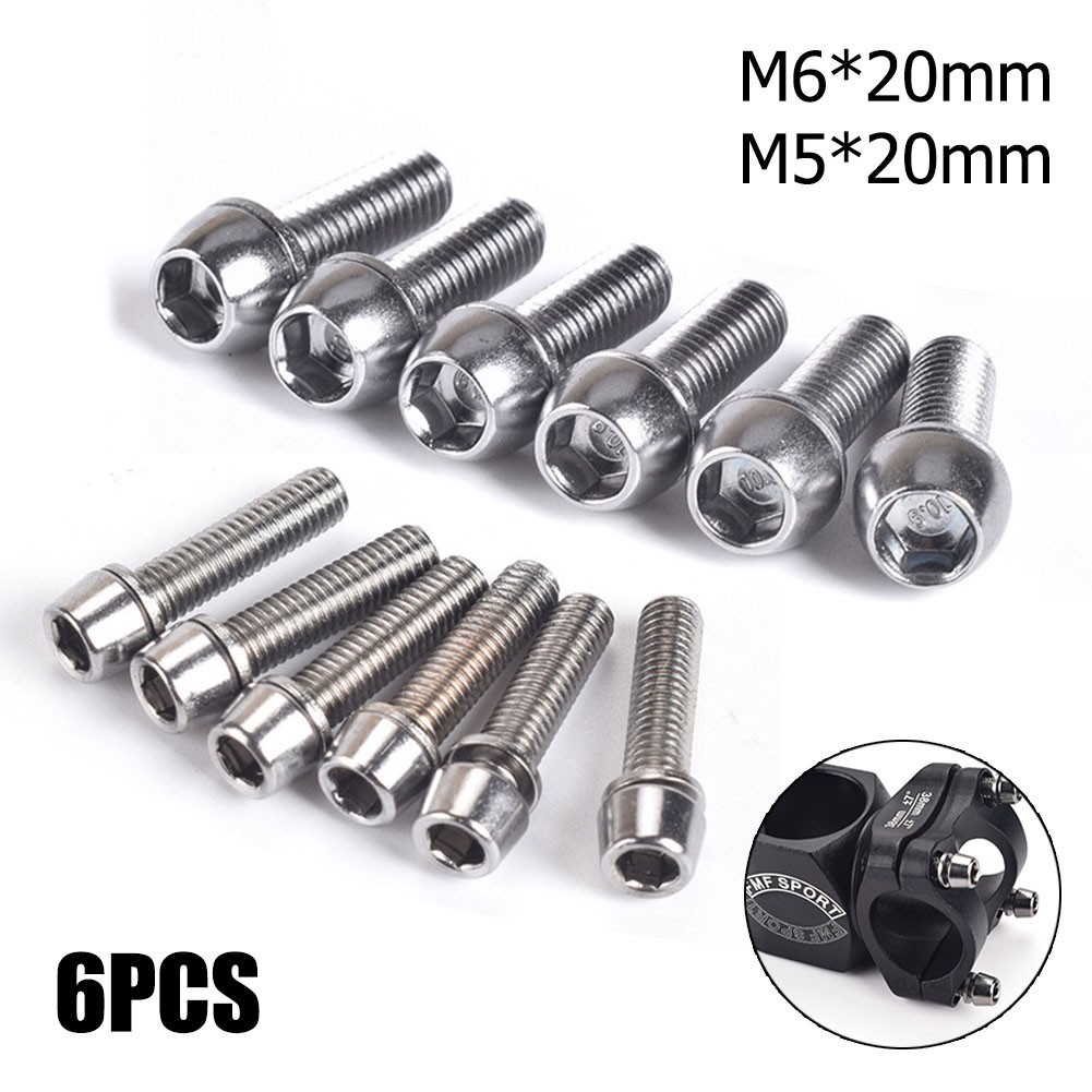 [Welv] 6 Cái / hộp Bu Lông Thân Vít M5 / M6 Bộ Phận Xe Đạp Đường Bộ Thép Độ Chính Xác Cao