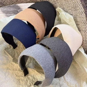 Băng đô dây buộc tóc dệt kim màu xám tương tự Yi Mengling, băng đô dải rộng hơn phong cách thể thao thể dục cho nữ, phụ kiện tóc cao cấp