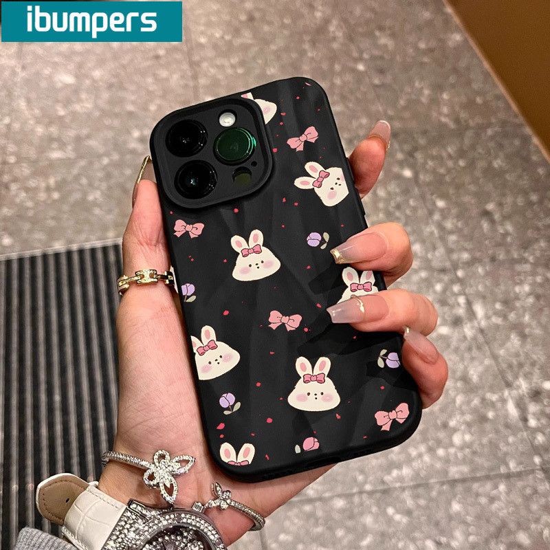 ibumpers Ốp Lưng IPhone Dễ Thương Thanh Lịch Hoạt Hình Họa Tiết Thỏ Cho IPhone 16 15 14 12 13 11 Pro Max IP 7 8 Plus X XS XR Ốp Điện Thoại Silicon Mềm Chống Sốc Mỏng