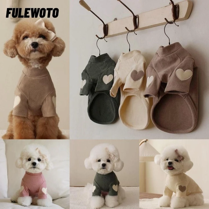 Quần áo chó con FILEWOTO, Áo Hoodie Yorkshire Gấu Teddy Quần áo cho chó cưng, Áo sơ mi đế hợp thời trang Tình yêu dễ thương Quà tặng ấm áp mùa đông Quần áo ấm áp cho thú cưng mèo