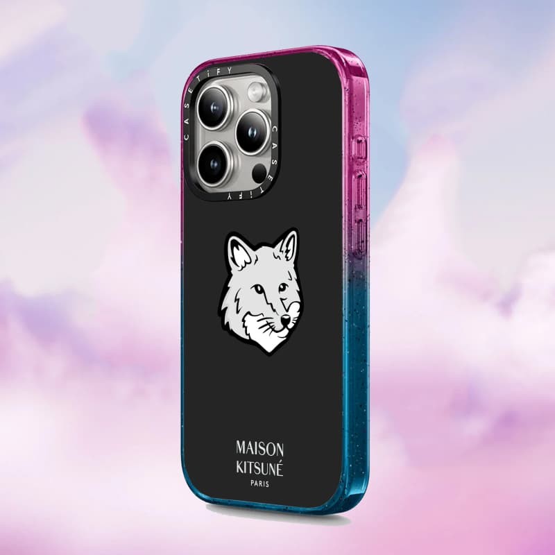 Casetify X Maison Kitsuné Đen Ốp Lưng Acrylic Cứng Hút Từ Tính Cho