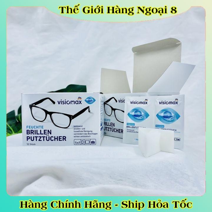 Giấy lau kính Visiomax hộp 52 tờ giúp làm sạch và bảo vệ kính của Đức