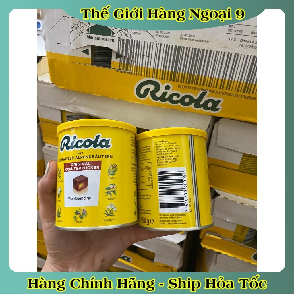 Kẹo ngậm ho thảo mộc Ricola Original Herb 250gr Đức -Date mới đủ bill