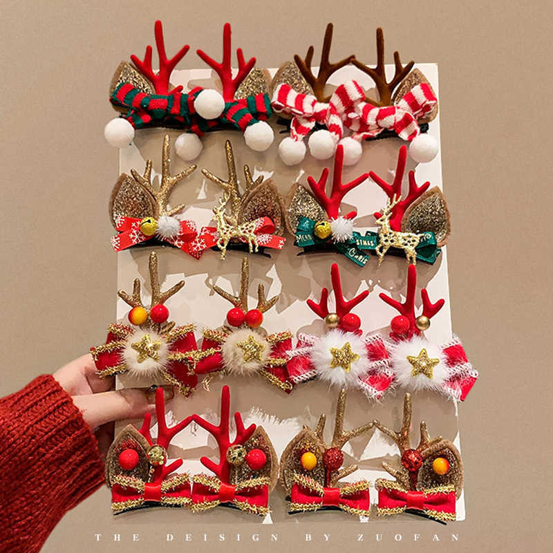 Set 2 Kẹp Tóc Hình Cây Thông/Chiếc Tất/Mũ/ Ông Già Noel Dễ Thương Cho Dịp Giáng Sinh Phụ Kiện Tóc