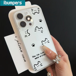 ibumpers Ốp Lưng IPhone Dễ Thương Độc Đáo Họa Tiết Mèo Ốp Điện Thoại Trong Suốt Nhám Mờ TPU Mỏng Chống Sốc Chống Bẩn Cho IPhone 16 15 14 12 13 11 Pro Max IP 7 8 Plus X XS XR