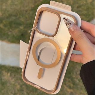 Ốp lưng Acrylic trong suốt màu vàng sa mạc mới tương thích cho iPhone 16 Pro MAX 15 14 13 12 11 Pro MAX 14plus 15plus 16plus 12 / 13mini XR X XS MAX có vỏ bảo vệ chống sốc từ tính