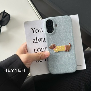 Vintage Giả Da Denim Thêu Con Chó Con Ốp lưng iPhone16 15 14 13 12 12 11 Pro Max Chống Sốc Bảo Vệ Camera Chống Rơi Ốp Lưng Cứng