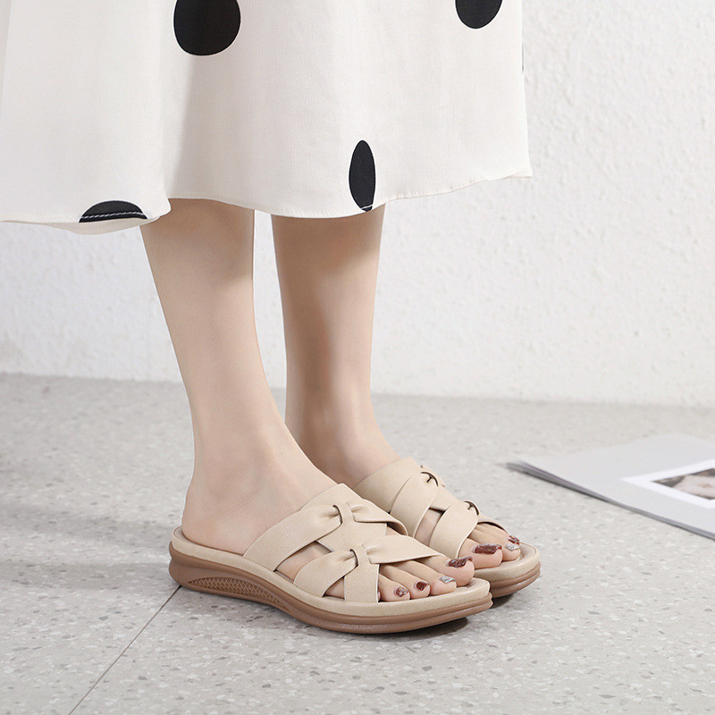 2024 Âu Mỹ Sandal Nữ Nhẹ Kích Thước Lớn Retro Nêm Dép Thoải Mái