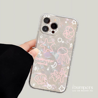 ibumpers Ốp Điện Thoại iPhone Dreamy Fresh Ocean Pattern Cho IPhone 16 15 14 12 13 11 Pro Max IP 7 8 Plus X XS XR Mỏng Ốp Lưng Trong Suốt TPU Silicon Mềm Chống Sốc
