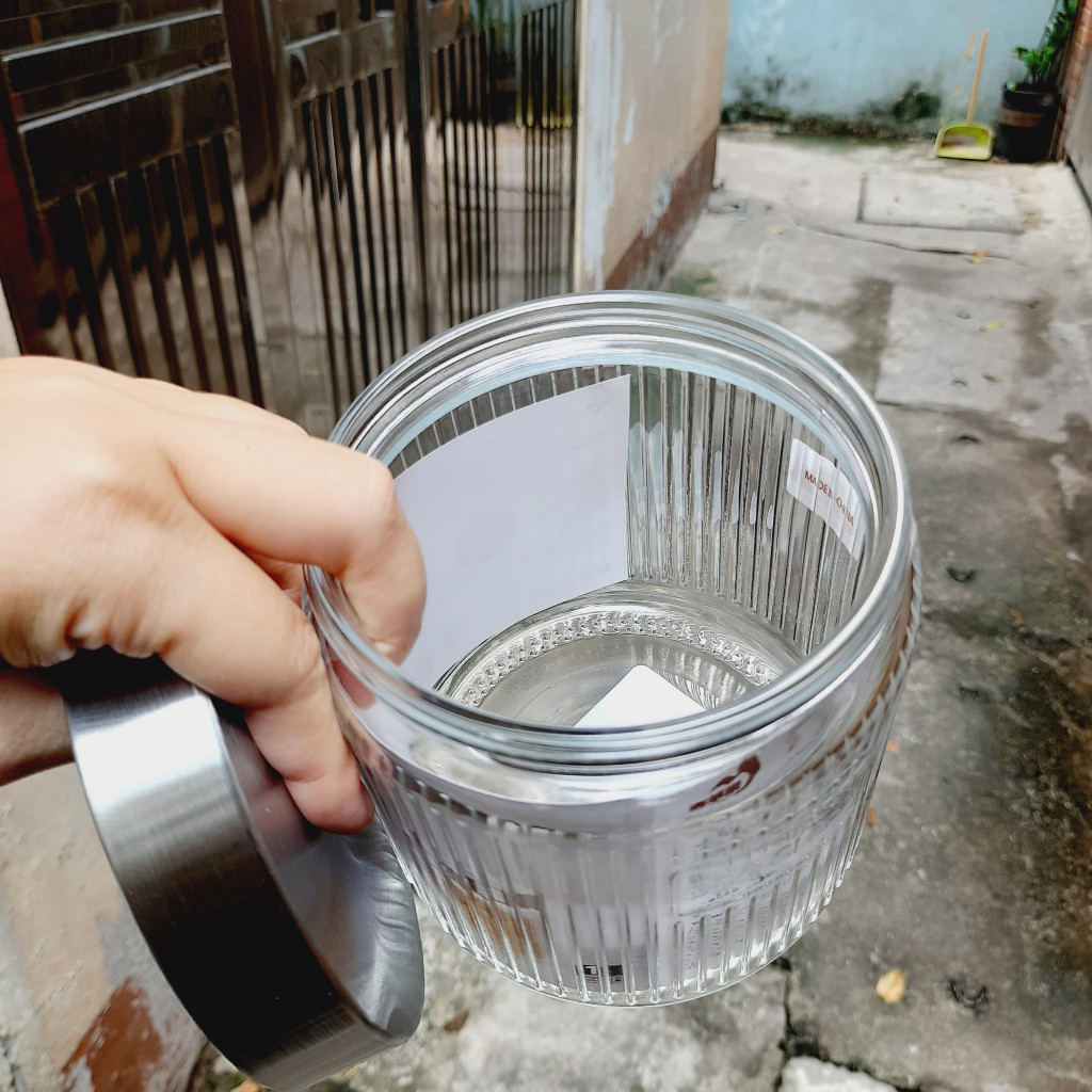 Hũ thủy tinh SỌC nắp INOX xoáy chặt khít đựng đồ khô, gia vị, muối dưa cà, decor bếp xinh xắn