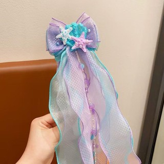 Asdfger Kẹp Tóc Trẻ Em, Kẹp Tóc Nơ Nàng Tiên Cá, Vỏ Sao Biển Series Bện Đuôi Ngựa Mũ Đội Đầu Phụ Kiện Tóc