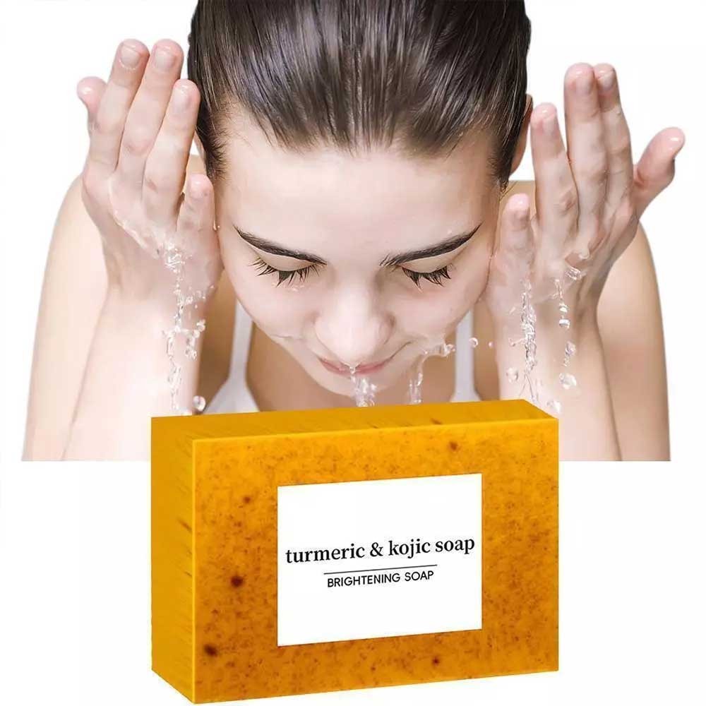 1/3pcs 80g Turmeric Hand Made Soap, Lemon Kojic Acid Soap, Shower and Facial Soap Body Care