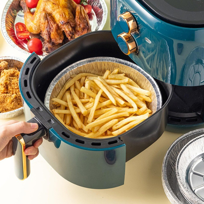 Set 20 khay giấy bạc đựng thực phẩm dùng cho nồi chiên không dầu size 24cm dùng cho nồi 12-15 lít