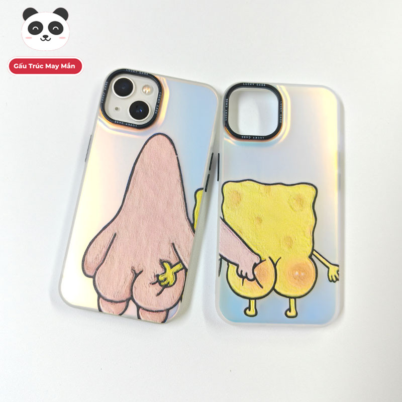 Ốp Lưng iPhone Đôi Bọt Biển & Patrick - Tình Nhân Đáng Yêu | Tương Thích iPhone 16/15/14/13/12/11 Pro Max/XR/XS Max