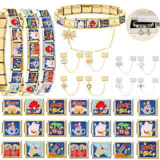 Fashion Cat/luck girl/cheers Italian Charm Links Stainless Steel Fit 9mm Bracelet Jewelry DIY Making Gifts Wholesale