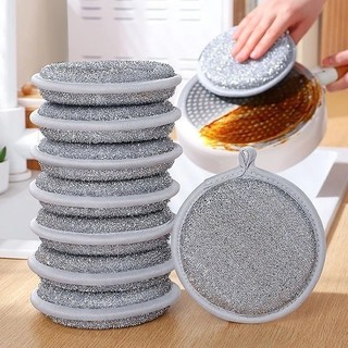 3 / 6 / 9 Miếng Bọt Biển Rửa Chén Dây Bạc Hai Mặt - Miếng Lau Nhà Bếp Có Thể Tái Sử Dụng