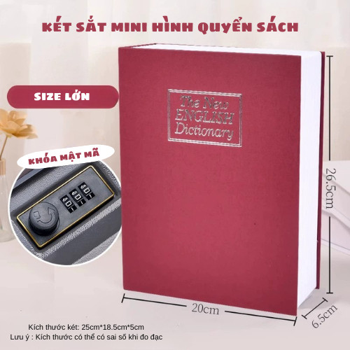 Hộp Đựng Tiết Kiệm Tiền Thông Minh Có Mật Khẩu, Két Sắt Mini Hình Sách Lõi Kim Loại An Toàn