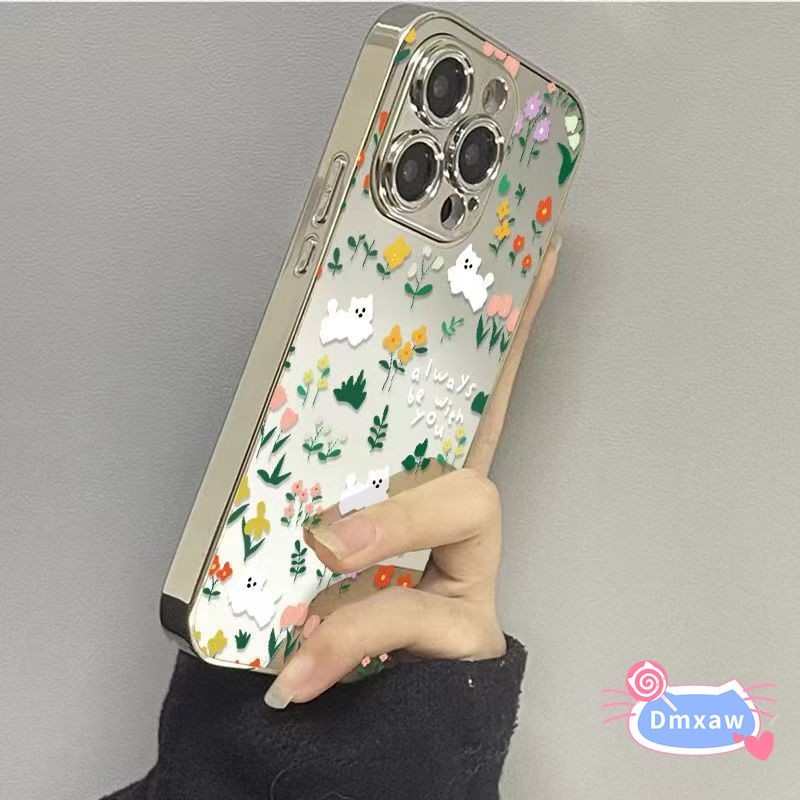 Ốp Điện Thoại Hoa Gương Mạ Điện Cho Redmi Note 14 13 12 Pro Plus 12 Turbo 11 11S 11T 10 Pro 10T 13 13C 13R 12 12C 10A 5G 4G Vỏ Toàn Màn Hình Chạy Chó Chống Sốc