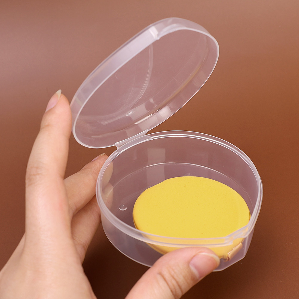 Hộp đựng phấn bột nhựa trong suốt & Bộ miếng bọt biển trang điểm - Hộp đựng mỹ phẩm trứng làm đẹp chống thấm nước