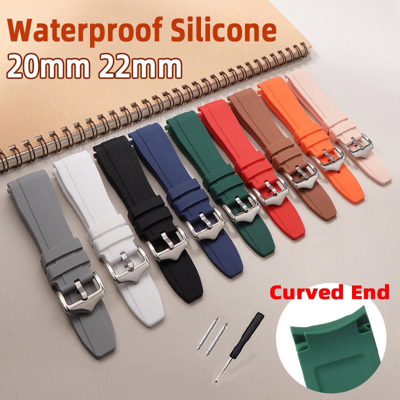 Đa Năng Cong End Dây Đeo Đồng Hồ Silicon Cho Seiko Diver Dây Đồng Hồ 20 Mm 22 Mm Mềm Chống Thấm Nước Cao Su Đồng Hồ Thay Thế Cho Nam Nữ Vòng Tay Kích Thước Lớn Thể Thao
