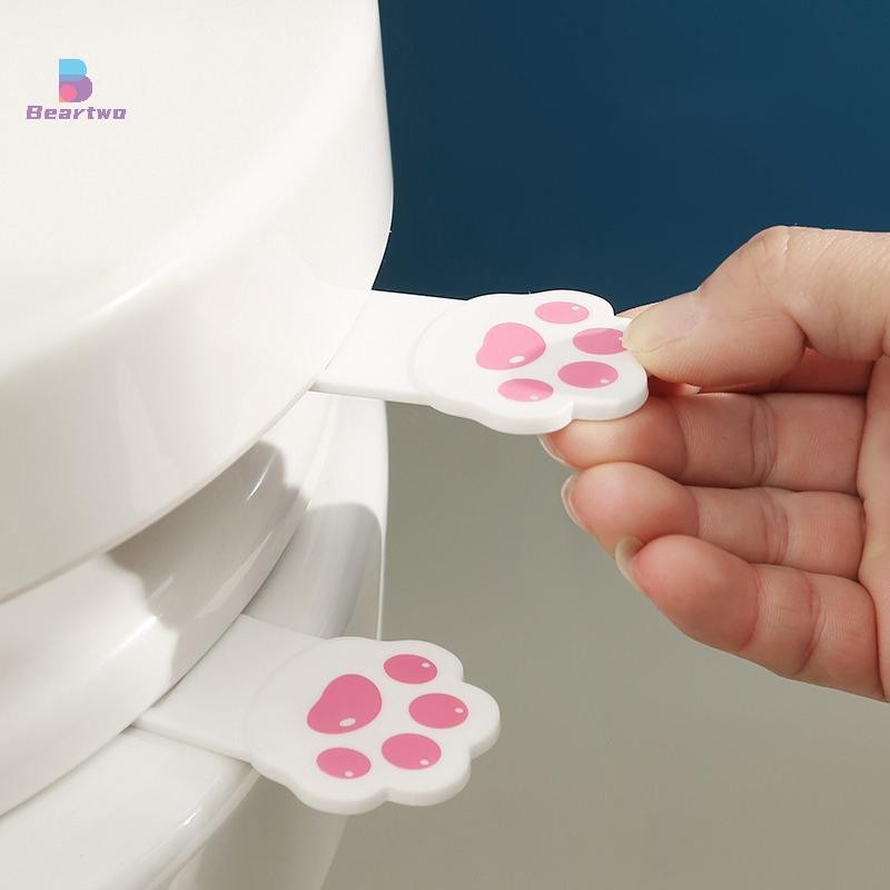 < beartwo > Bộ nâng nắp bồn cầu hoạt hình dễ thương Hình móng vuốt sáng tạo Tay cầm nhà vệ sinh bằng nhựa Dụng cụ mở vỏ sò tiện lợi Phòng tắm Cung cấp tại nhà Đẹp