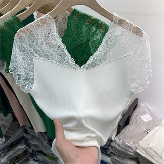 M-4XL Size Lớn Top Nữ [10.000 Size Lớn Nữ 2025 Ice Silk Ren Khâu Ren Ren Top Camisole Nữ Cổ Chữ V Đáy Áo Sơ Mi Bên Ngoài Mặc Bên Trong Size Lớn Quần Áo Nữ