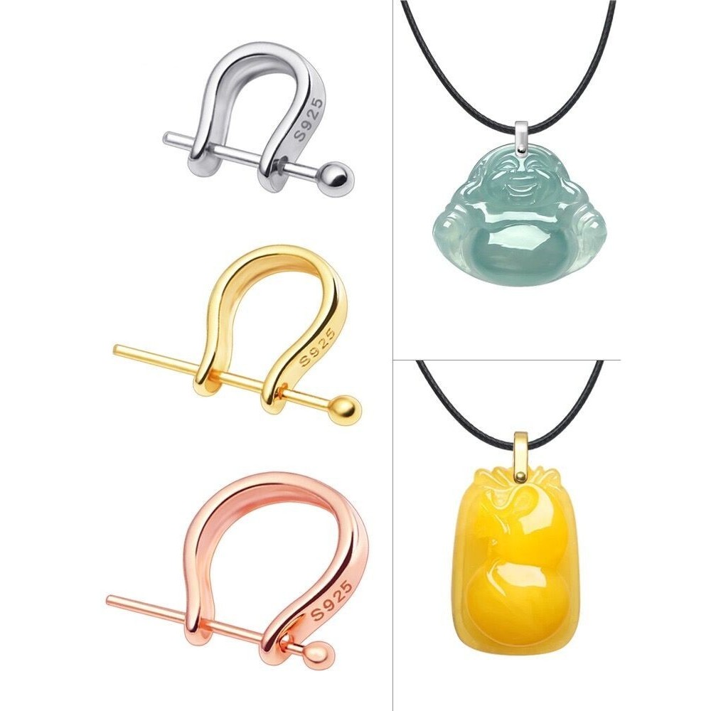 ✨3.4400 Người Khen ngợi Phật Mặt Dây Chuyền s925 Bạc Khóa Đầu Vòng Cổ Mặt Dây Chuyền Hình Chữ u Khóa Chống Rơi Chống Rước Ngọc Mặt Dây Chuyền Siêu Mịn 0.6mm Đục Lỗ 25.4.18