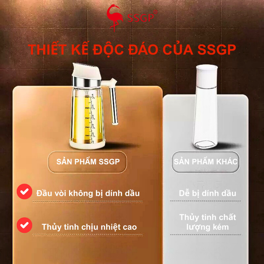 Bình đựng dầu ăn thủy tinh Frankfurt cao cấp SSGP - SS14502 chai đựng dầu ăn, nước mắm, nắp tự động