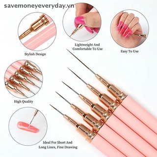 [savemoneyeveryday] Bộ 5 cọ vẽ móng tay nghệ thuật Bộ cọ móng tay Gel UV Bộ dụng cụ vẽ móng tay Sọc kiểu Pháp Vẽ bút hoa Dụng cụ làm móng tay [vn]