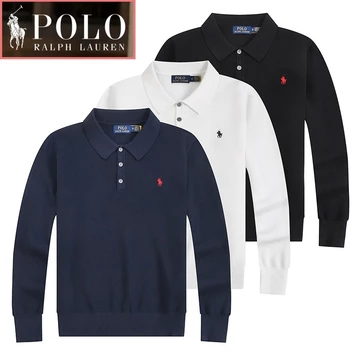 Ralph Lauren Polo Áo Nam Dài Tay Áo Lưới cotton Nguyên Chất Ve Áo Thun Dài Tay Áo polo Nam Áo Sơ Mi polo Áo Sơ Mi