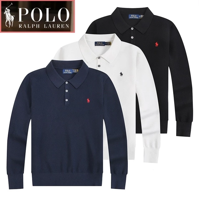 Ralph Lauren Polo Áo Nam Dài Tay Áo Lưới cotton Nguyên Chất Ve Áo Thun Dài Tay Áo polo Nam Áo Sơ Mi polo Áo Sơ Mi