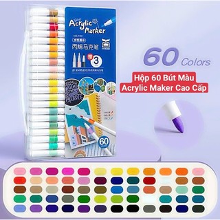 Hộp 60 Bút Màu Acrylic Marker Cao Cấp - Màu Sắc Tươi Sáng, Chống Nước