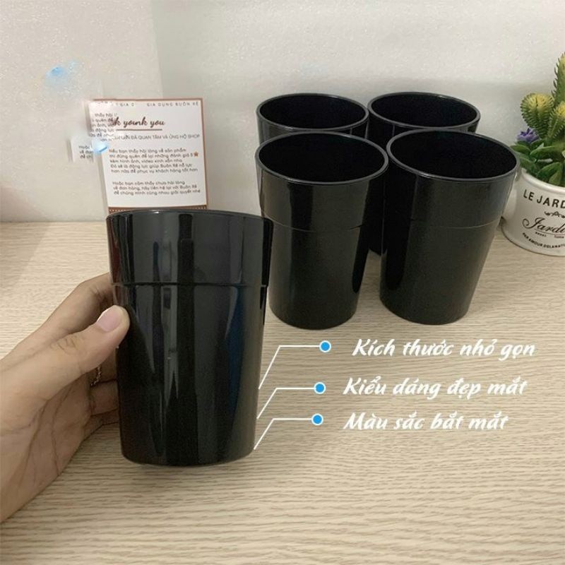Cốc uống nước phíp đen Việt Nhật 330ml 6315