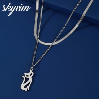 Skyrim Titan Thép Không Gỉ Vòng Cổ Mèo Mặt Dây Chuyền Xương Rắn Dây Chuyền Vintage Vòng Cổ Nữ