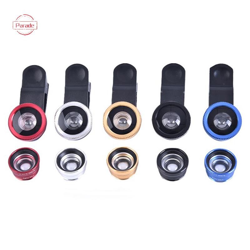 Parade 3In1 Ống Kính Điện Thoại Camera Chung Cho Điện Thoại Thông Minh Góc Rộng Ống Kính Mắt Cá Và Kẹp Bộ Camera Macro Cho Điện Thoại Di Động Đa Năng VN