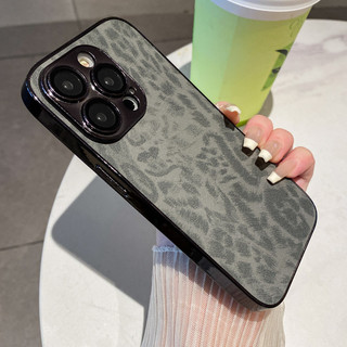 Vỏ bảo vệ ống kính Mạ da báo Vỏ điện thoại cho iPhone 16 Pro Max 12 13 14 15 Promax 15Plus 17Promax Chống sốc Nam Nữ Vỏ điện thoại di động