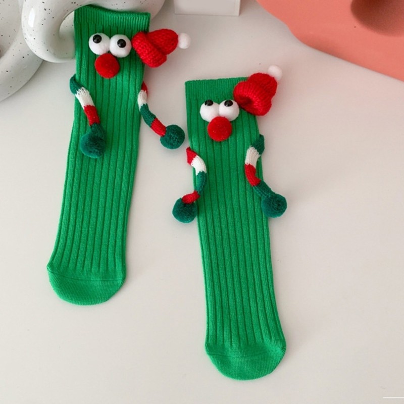 Kids Cute Big Eye Scarf Cartoon Magnetic Christmas Socks Festival Holiday