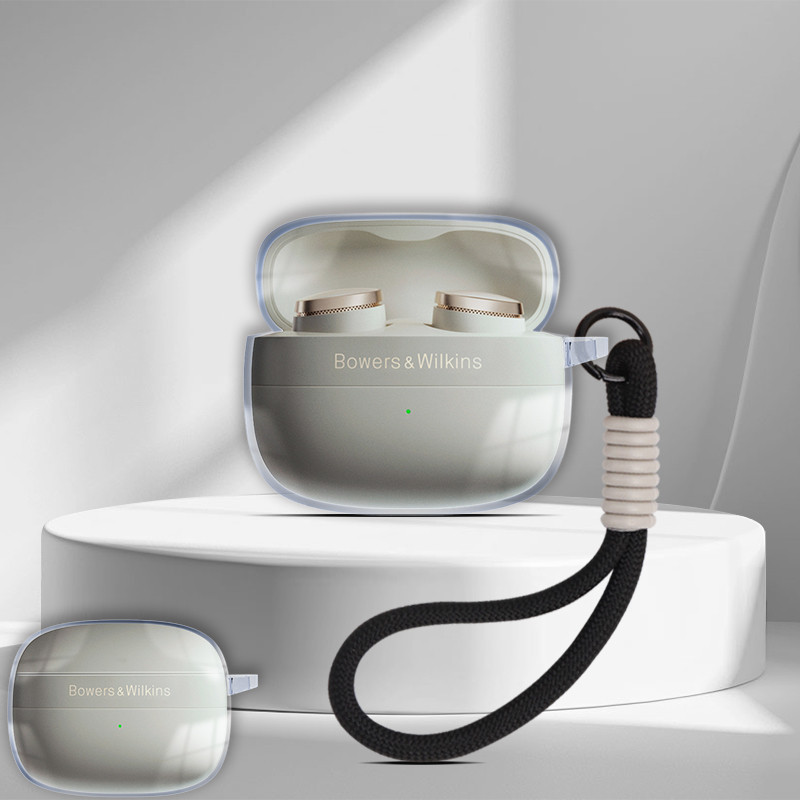 Dành Cho Bowers & Wilkins B & W Pi8 Pi6 Vỏ Tai Nghe Trong Suốt Vỏ Bảo Vệ Tai Nghe TPU Chống Thấm Nước Tai Nghe Chống Sốc Ngăn Sạc Hộp Ngoài Mềm Có Dây Buộc Bện