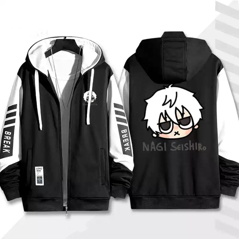Squ3 KHÓA XANH Isagi Yoichi Chigiri Hyoma Nagi Seishiro áo khoác dây kéo Áo khoác Hoodie