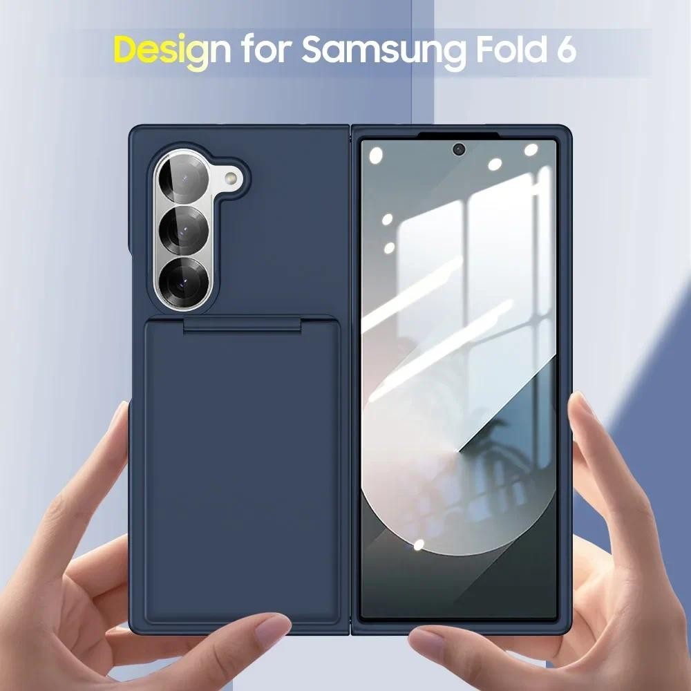 Dành Cho Samsung Galaxy Z Fold 6 5 Fold6 Fold5 5G Ví Điện Thoại Có Khe Cắm Thẻ Chân Đế Chống Sốc Bền Cứng Bảo Vệ