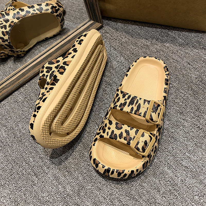 Da Báo In Flip-Flops Đi Biển Dép Nữ Mùa Hè Mặc Ngoài Đi Biển Dép Đế Dày San