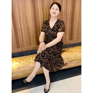 Đầm trung niên cho mẹ ,Váy trung niên cho mẹ , DTN- HOA NHỎ , đi chơi dự tiệc sang trọng chất liệu thun co giãn 4 chiều