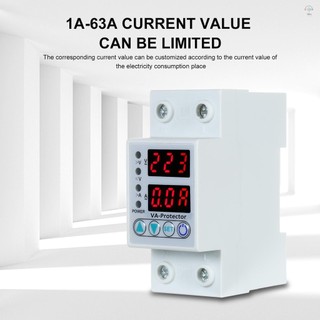 63a 220V Din Rail Có Thể Điều Chỉnh Trên Điện Áp Và Dưới Điện Áp Bảo Vệ Thiết Bị Bảo Vệ Rơ Le Qua Dòng Bảo Vệ Nhà Sử Dụng Màn Hình LED Kép