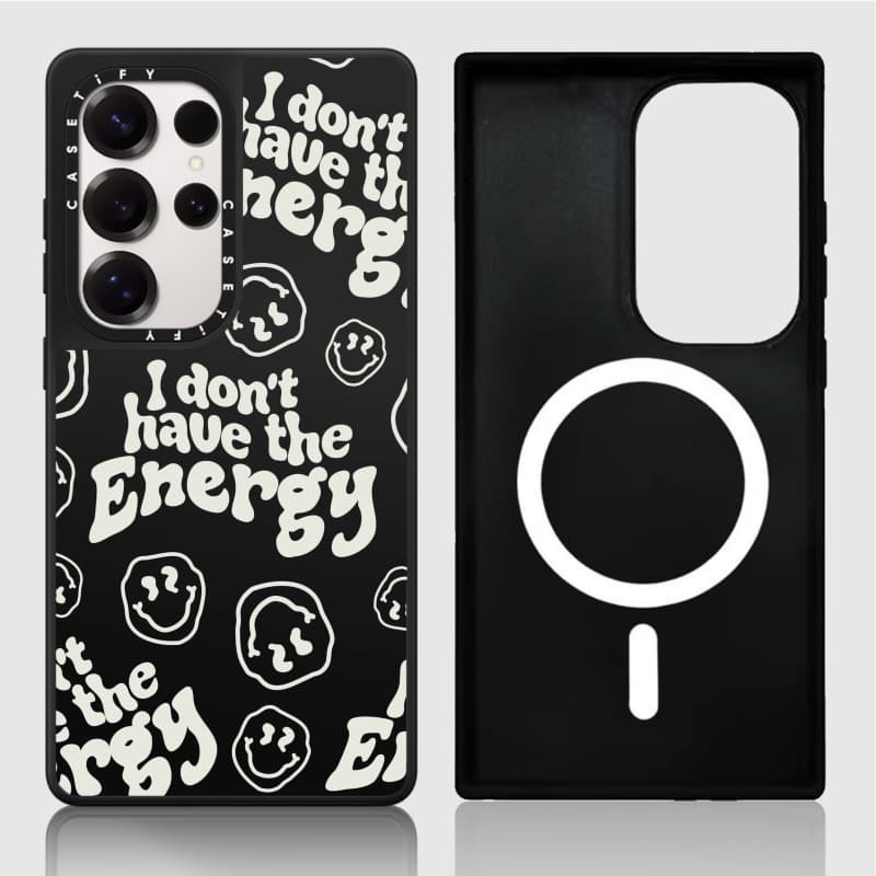 Casetify X Energy Case Matte Black & Sliver Mirror Vỏ hút từ tính Samsung Galaxy S23 S24 S25 Ultra Plus Mặt sau cứng có hộp khắc logo