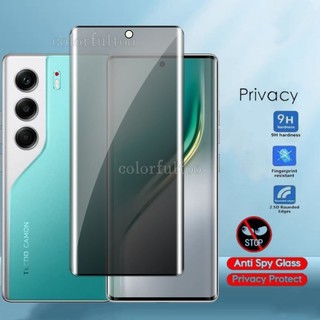 2IN1 3D Cong Bảo Vệ Màn Hình Riêng Tư Cho Tecno Camon 50 40 Pro Premier Camon40Pro 50Pro Ultra 4G 5G Full Cover Chống Gián Điệp Riêng Tư Kính Cường Lực Bảo Vệ Màn Hình Camera Phim Ống Kính