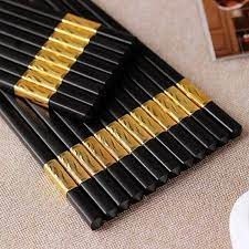 Đũa ăn cơm mạ vàng sang trọng, Bộ 10 đôi đũa ăn cơm cao cấp chống trơn chống mốc chịu nhiệt bộ 10 đôi