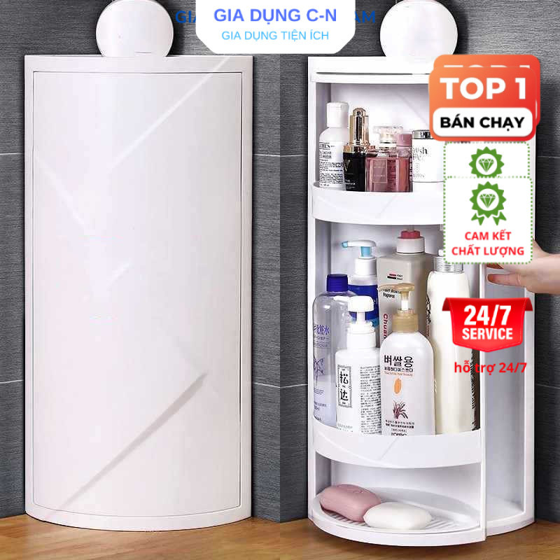 Kệ Góc Xoay 360 Độ Cao Cấp Dành Cho Nhà Tắm, Nhà Bếp, Bàn Trang Điểm, Kệ Đa Năng Hàng Loại 1 - Gia Dụng Cường Nam